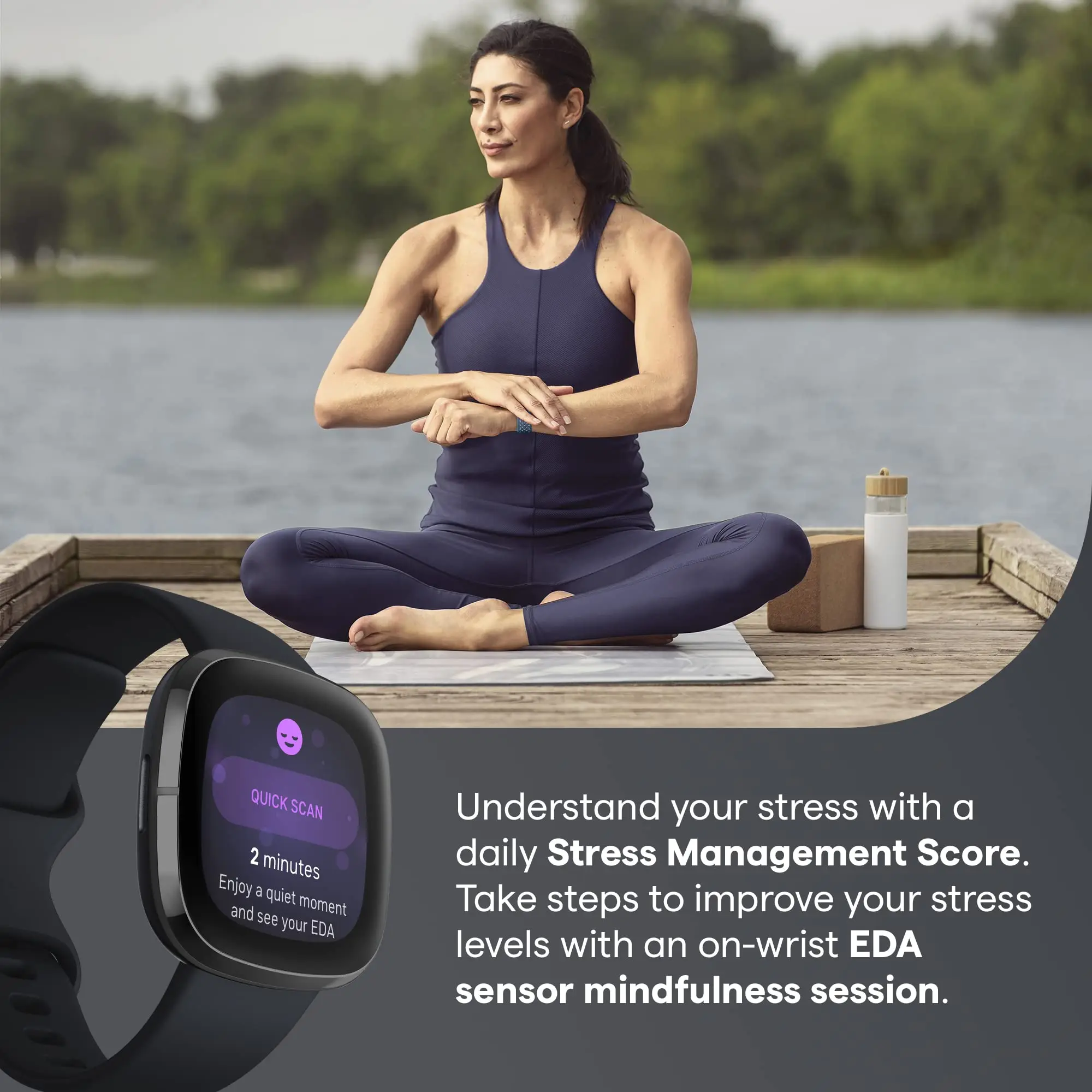 Fitbit Sense Health & Fitness Smartwatch W/GPS, Bluetooth Call/Text, Heart Rate SpO2, ECG, Skin Temperature & Stress Management