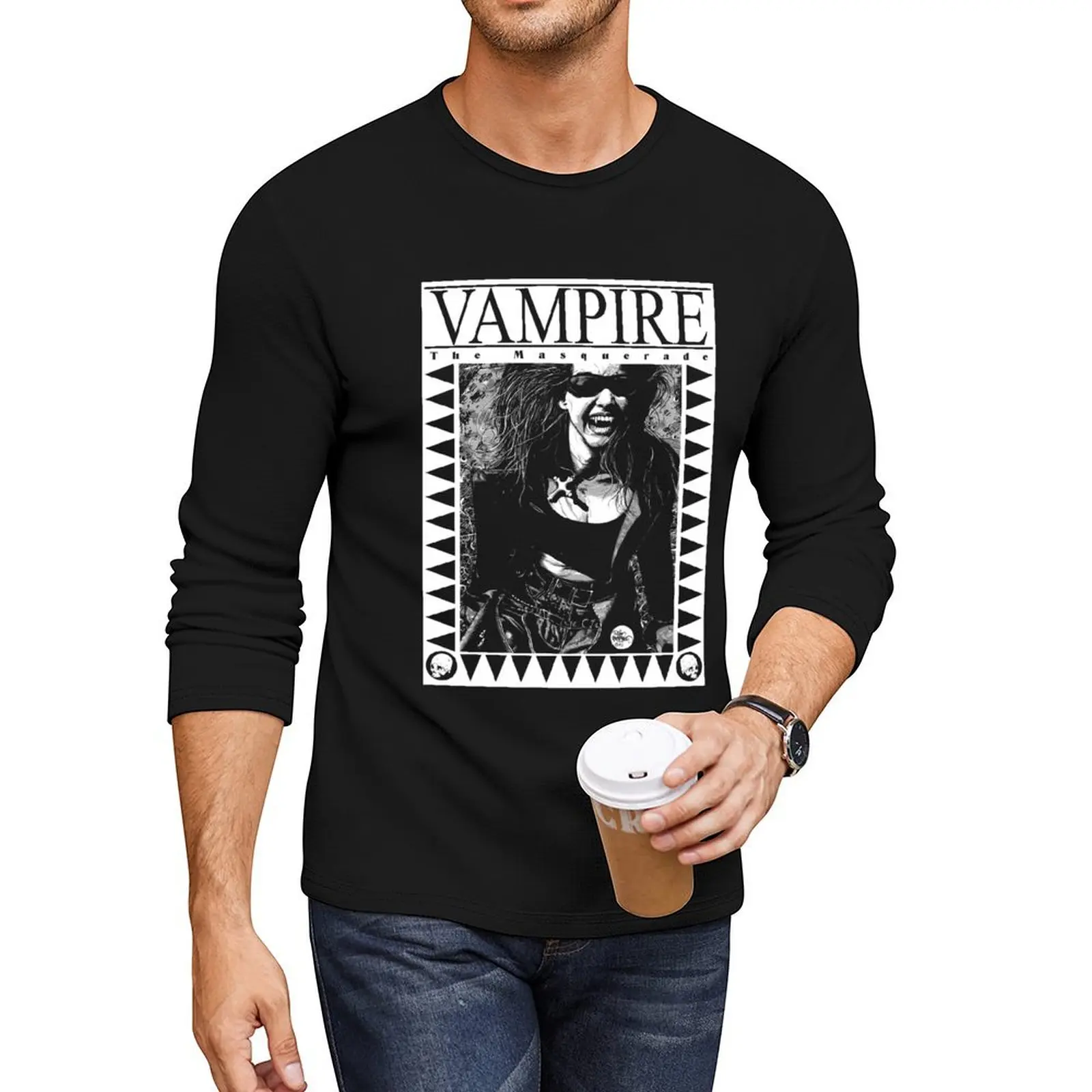 Retro Vampire: The Masquerade Long T-Shirt new edition t shirt boys t shirts hippie clothes Men's cotton t-shirt