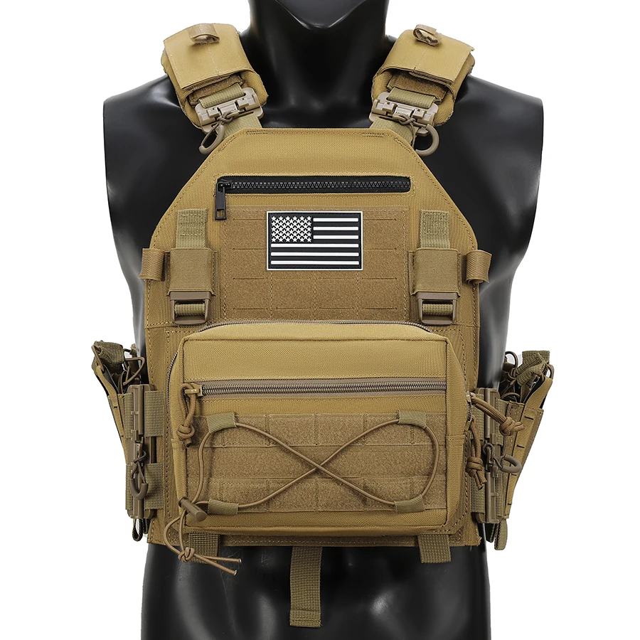 

Быстросъемный охотничий жилет на плечо и талии с сумкой для снаряжения большой вместимости, висящим спереди системой MOLLE.