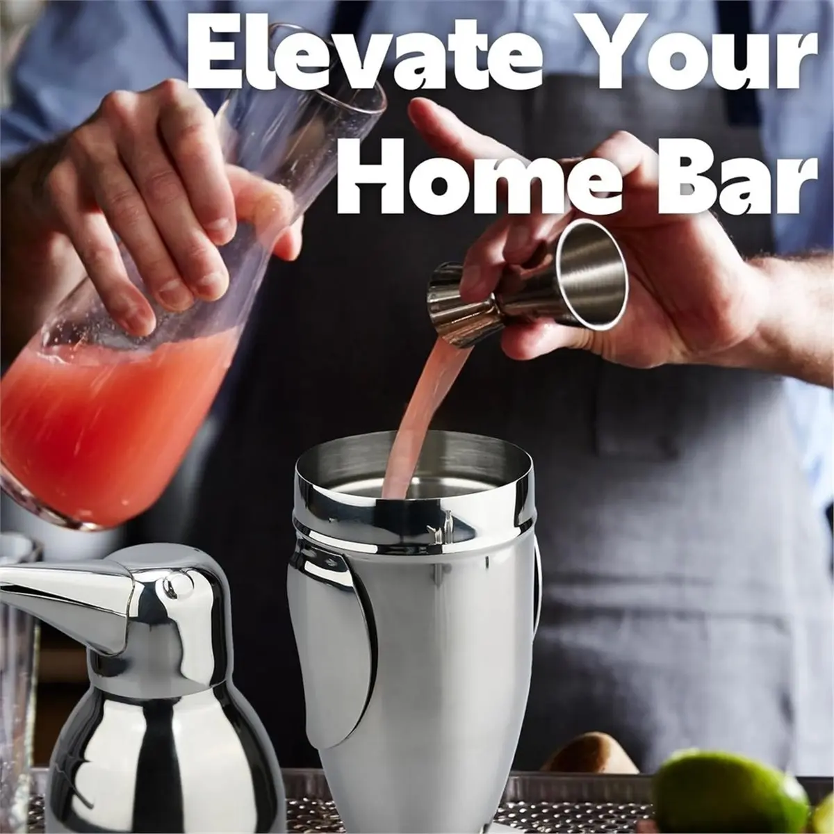 Home Tool Penguin Cocktail Shaker, Bartender Shakers 16.9oz with Built-in Strainer, Professional Bar Mixology Tool, Sliver Mixer