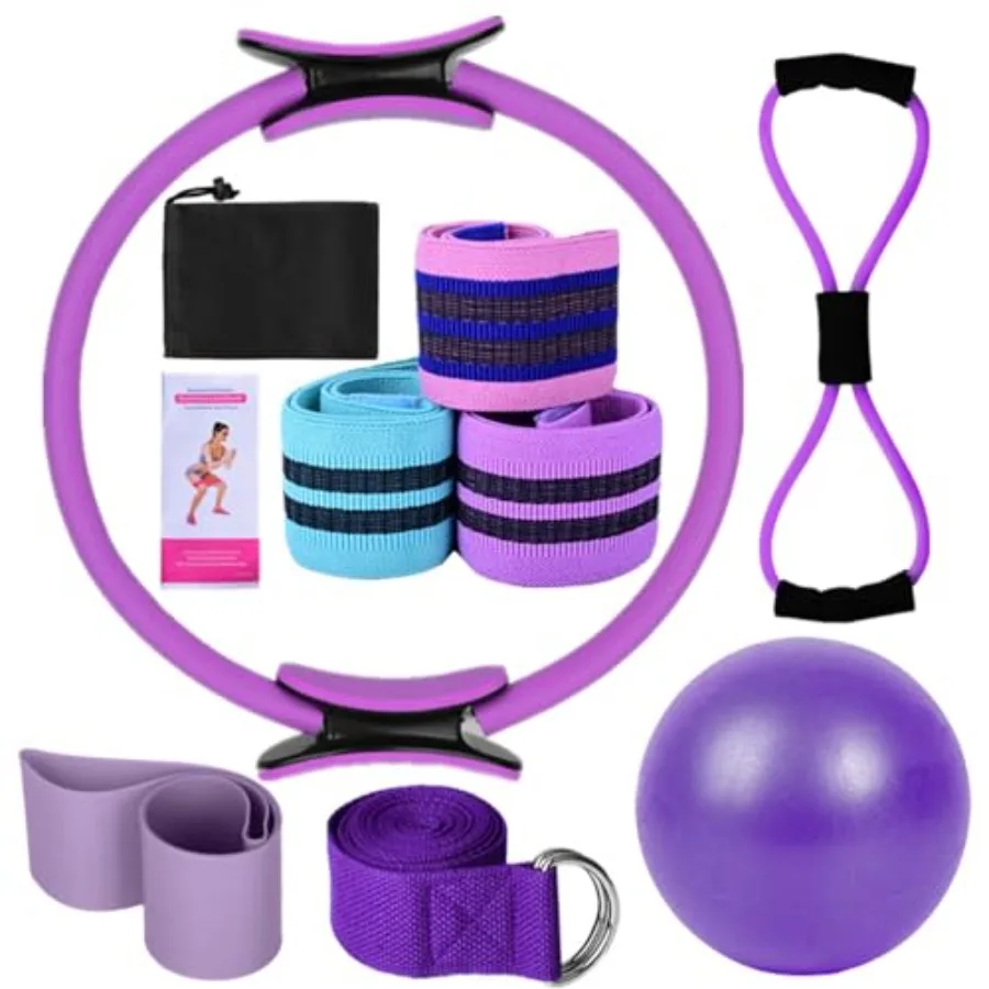 

Yoga Sets for Women Pilates at Home Equipment Pilates Magic Ring Booty Bands for Working Out Glutes Yoga Ball 25cm Figure 8 Res