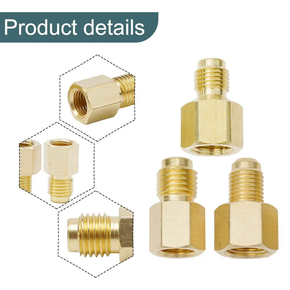 Brand New High Quality Practical Boutique Useful Adapter Vacuum Pump System 1/4 3/8 In Brass For R134a Pump R12