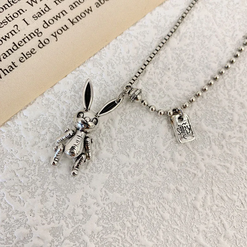 ENSHIR Silver Color Lovely Rabbit Thai Silver Necklace Cute Animal Pendant Necklace Jewelry For Women S-N551