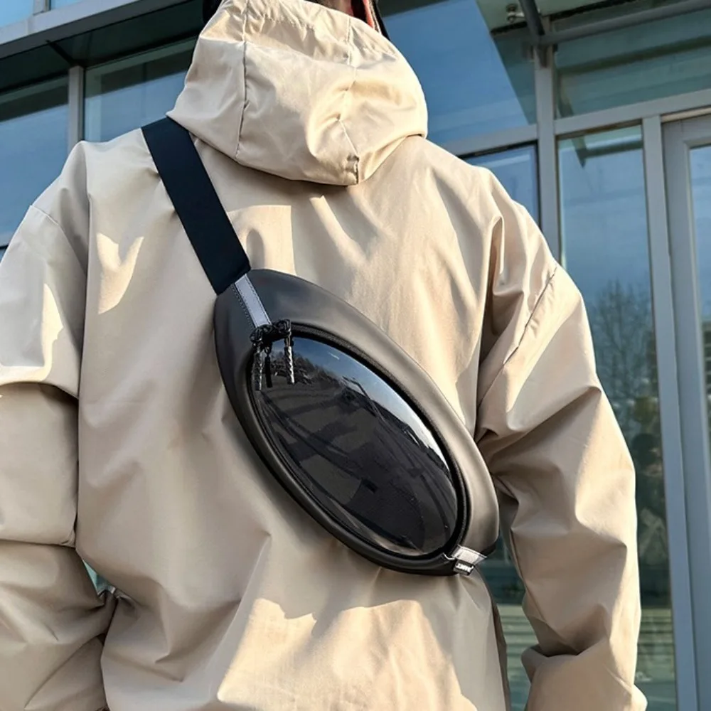 Bolso de pecho transparente para hombre, bandolera ligera, impermeable, para viaje, Unisex