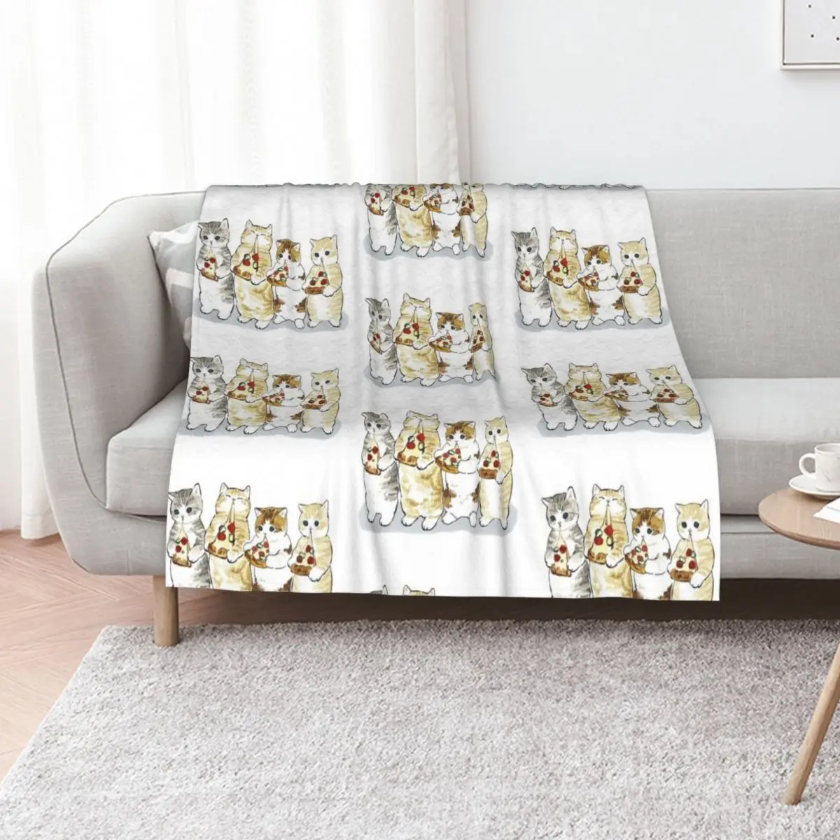 

Mofu Sand kawaii drawings tshirt- mofu sand cute pizza huts sticker Throw Blanket bed plaid Hairys anime Blankets