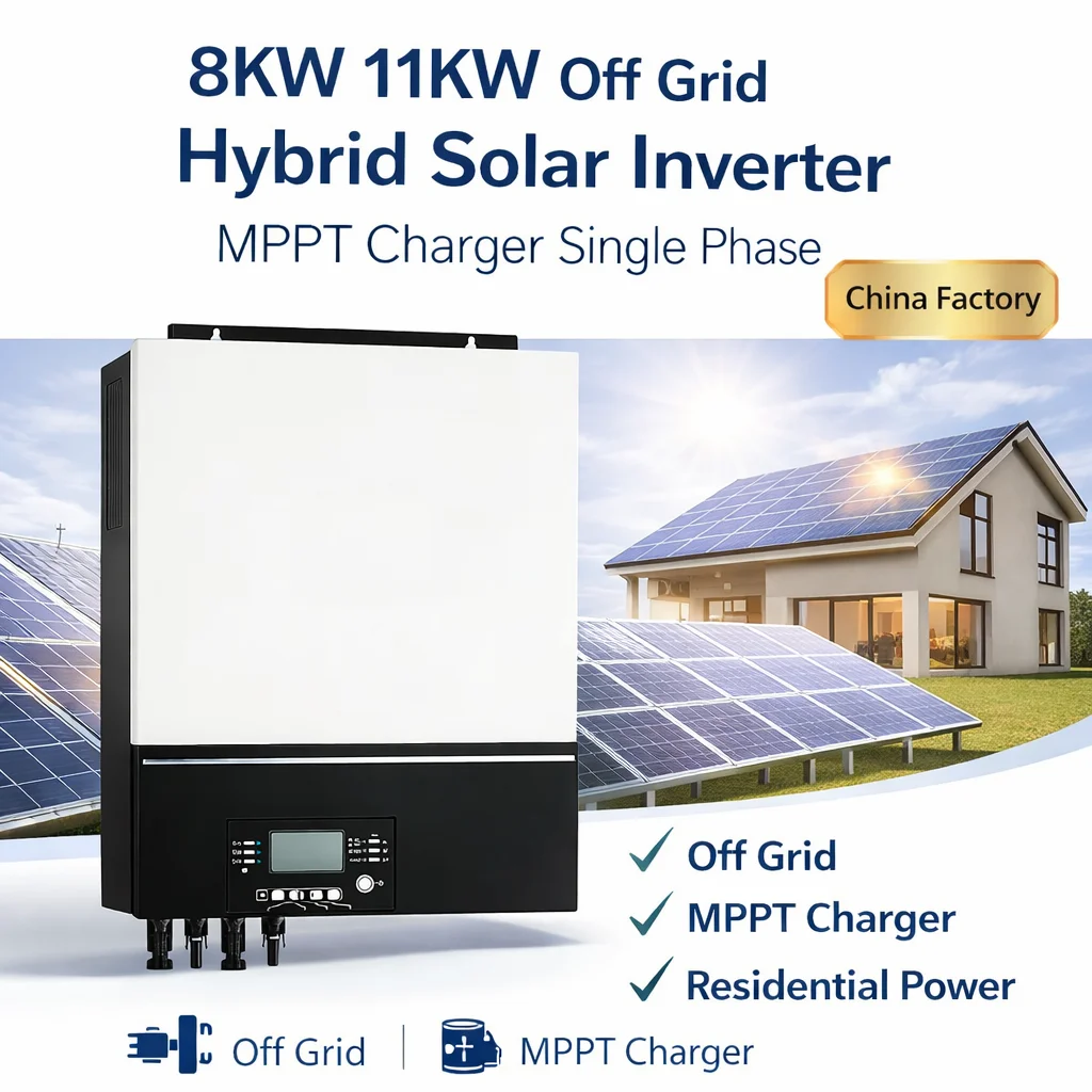 8kW Hybrid Solar Inverter Off Grid Home Use Pure Sine Wave  Solar Power WiFi System for Residential Backup Power Supply