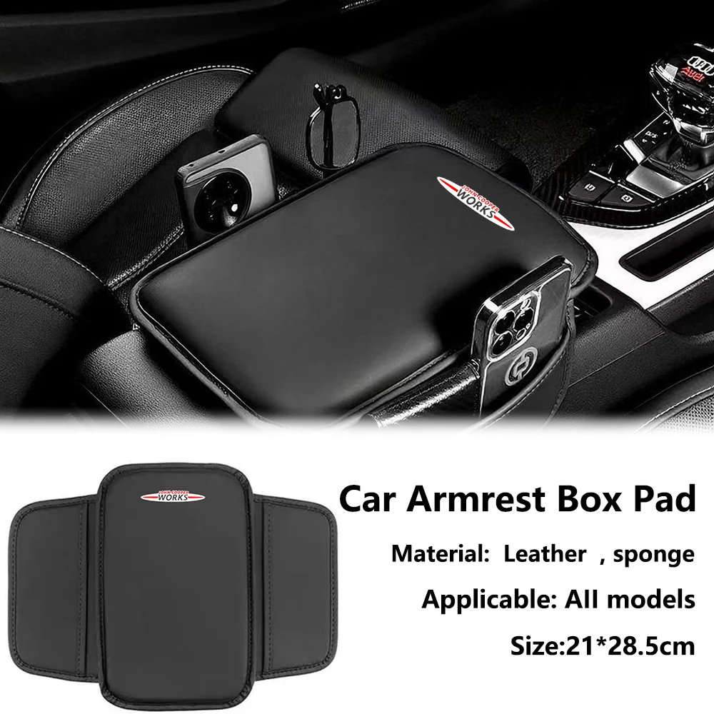 For Mini Cooper WORKS F55 F56 F60 F53 F54 R55 Car Center Console Protector Cover Universal Leather Car Armrest Box Cushion Pad