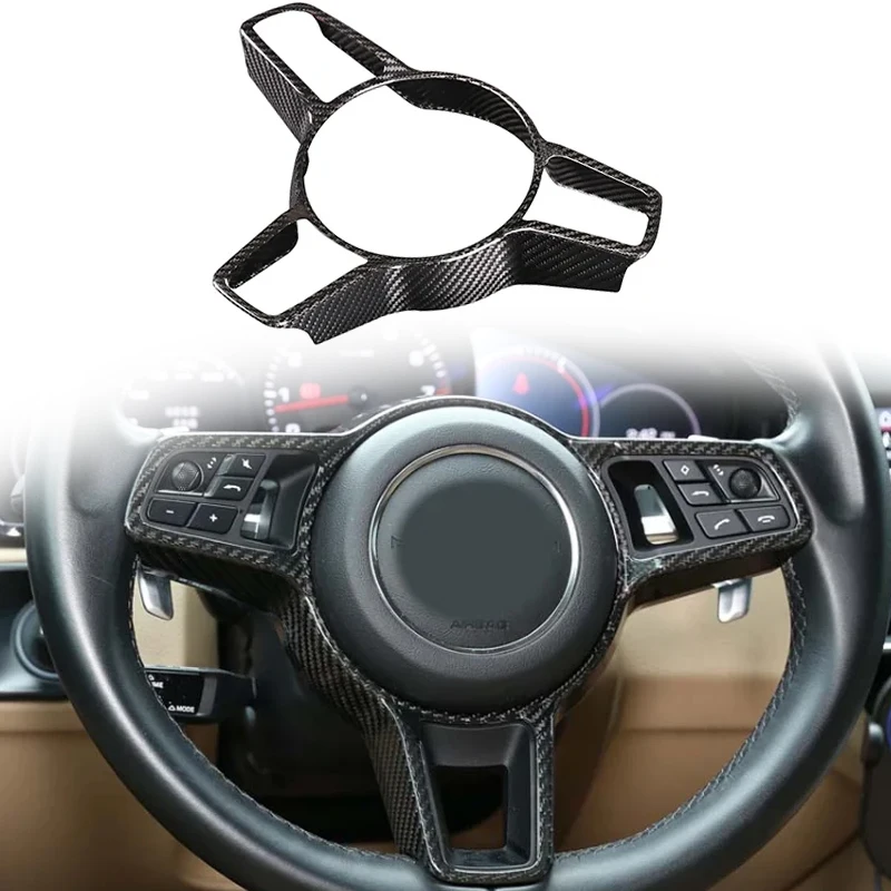 

Для Porsche Cayenne Macan Panamera Cayman 718 918 911, накладка на руль автомобиля из настоящего углеродного волокна, аксессуары для интерьера