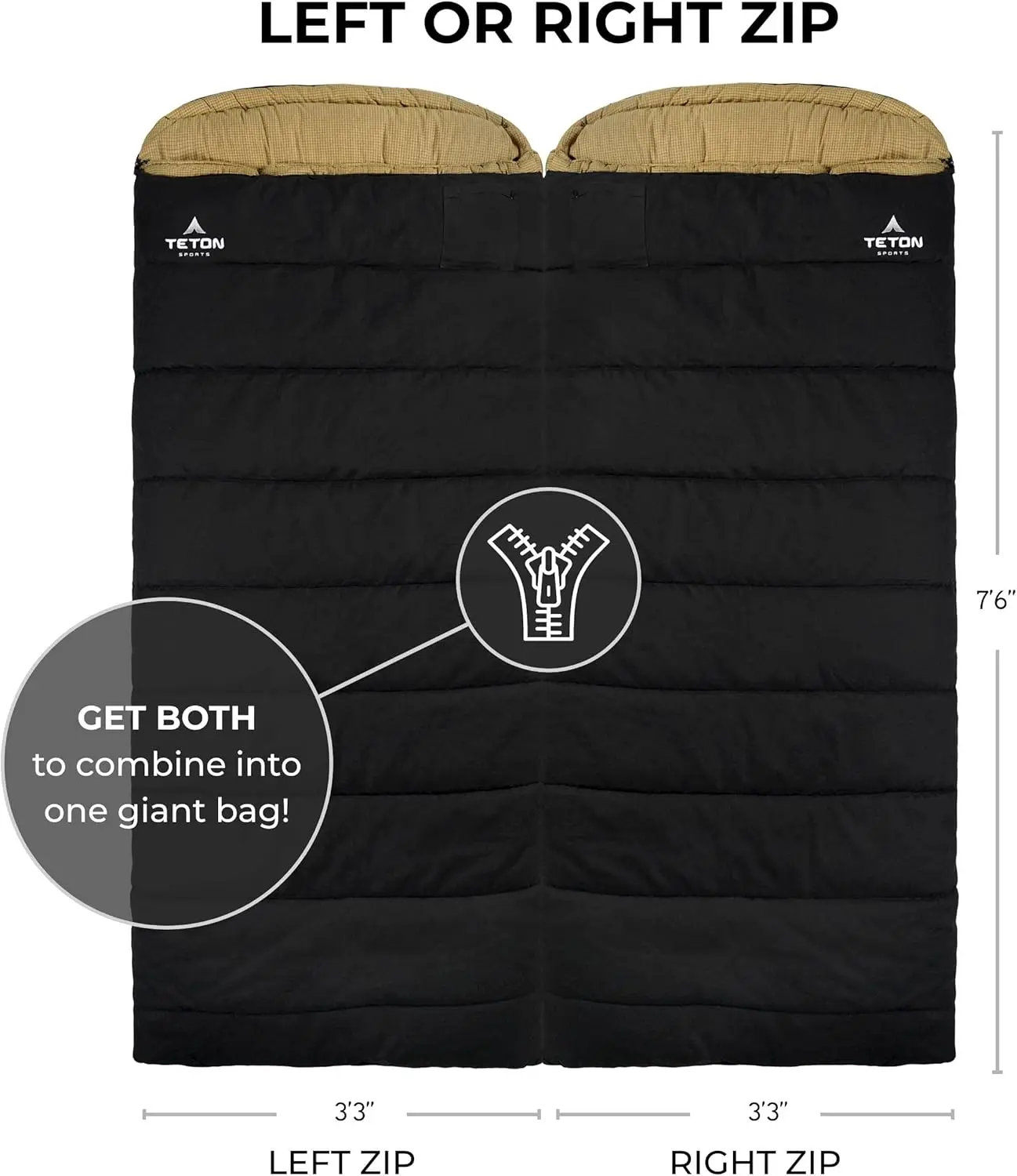 Sports Deer Hunter -35 Degree Sleeping Bags. Warm and Comfortable Camping Sleeping Bag, TETON Tough Canvas Shell for Camping, Hu