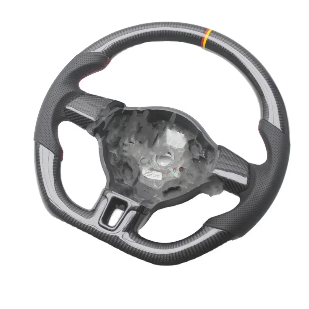 Replacement Real Carbon Fiber Steering Wheel with Leather for VW Volkswagen Golf 6 Mk6 2008-2013