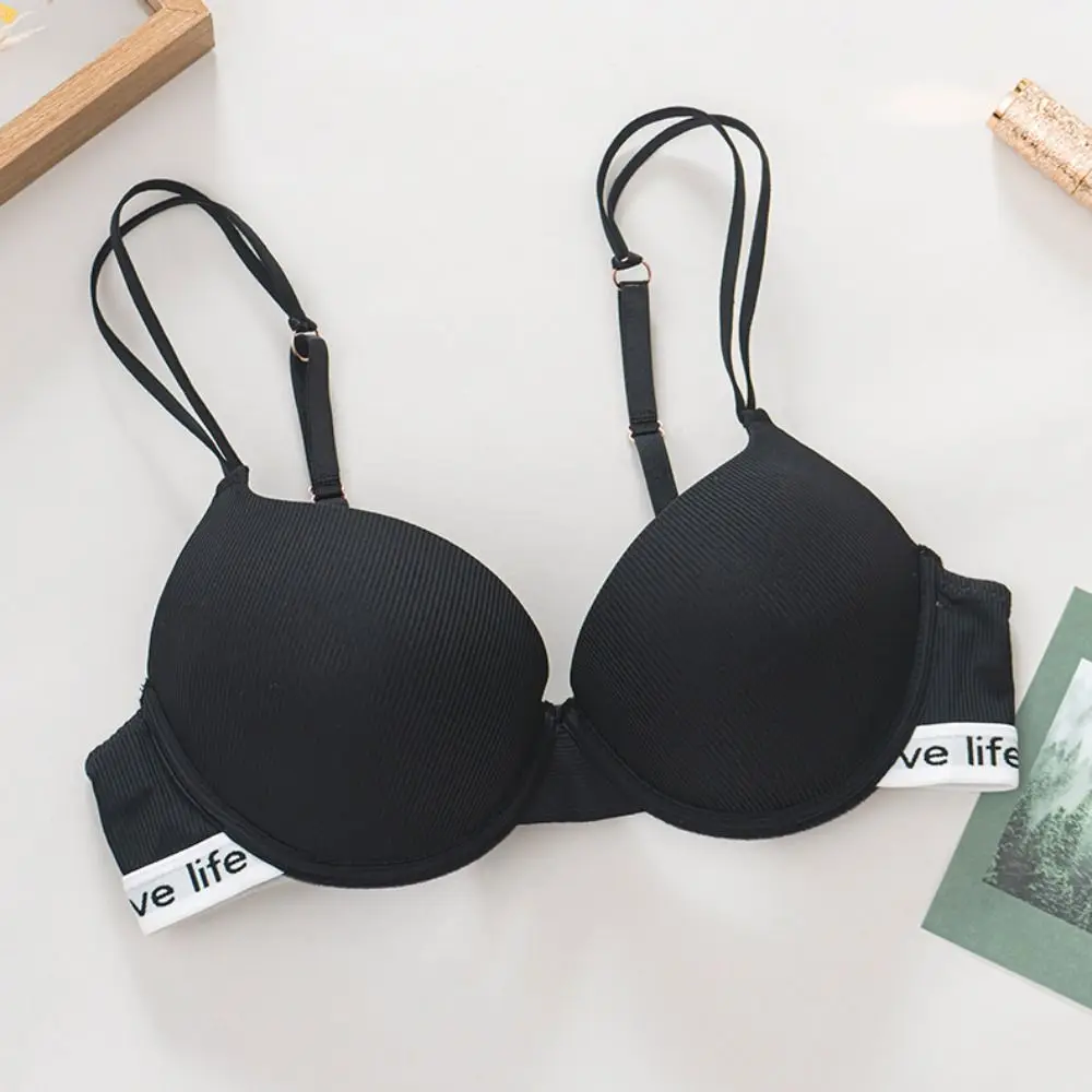 

Fashion 3/4 Cup Bras for Women Underwear Letter Deep V Bras Lingerie Shockproof Wireless Bra Beach