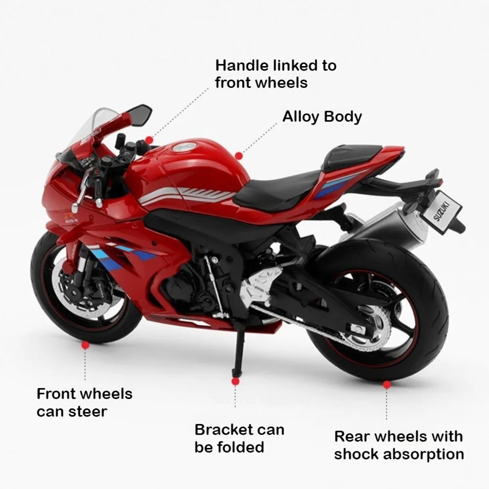 1:12 CCA Suzuki GSX-R1000 BMW R1250GS Moto in lega Diecast Modello Giocattoli Auto Sterzo ruota anteriore Motorbick Bambini Regalo di Natale
