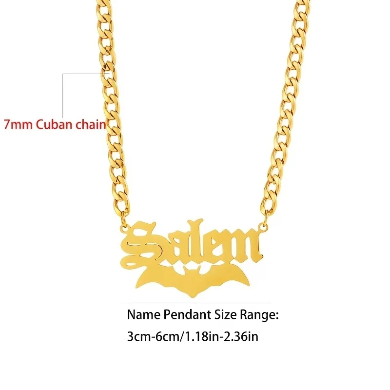Personalized Pet Name Necklace 7NK Chain Custom Text Pendant Stainless Steel Halloween Dog Cat Jewelry Gift for Pet Lovers