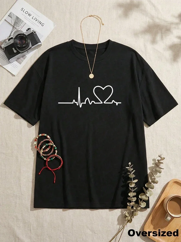 Simple Womens T-shirt Cotton Printed Casual O-Neck Short Sleeve Outdoor Sports Jogging Woman Clothing Summer Streetwear Tees y2k