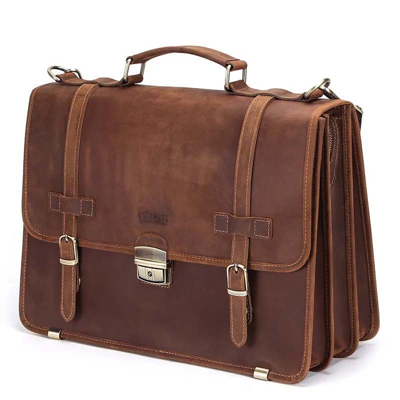 New Fashionable Leather Briefcases Man‘s Bags Leather Briefcase Business Computer Handbag Large Capacity Computer Commuting Bag