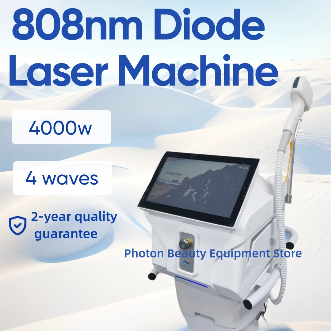 

4000 Вт Профессиональный сопрано-диодный ледяной титановый лазерный аппарат для удаления волос на теле 4 волны 808 нм 755 нм 940 нм 1064 нм устройство для салона