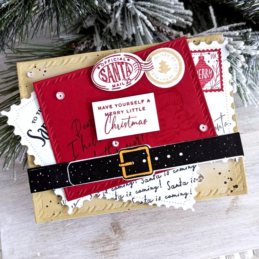 2024 Christmas Sentiments Postage Stamps Gingerbread Frame Post Card Dies Stencil Cut DIY Scrapbooking Diary Home Gift Card Mold