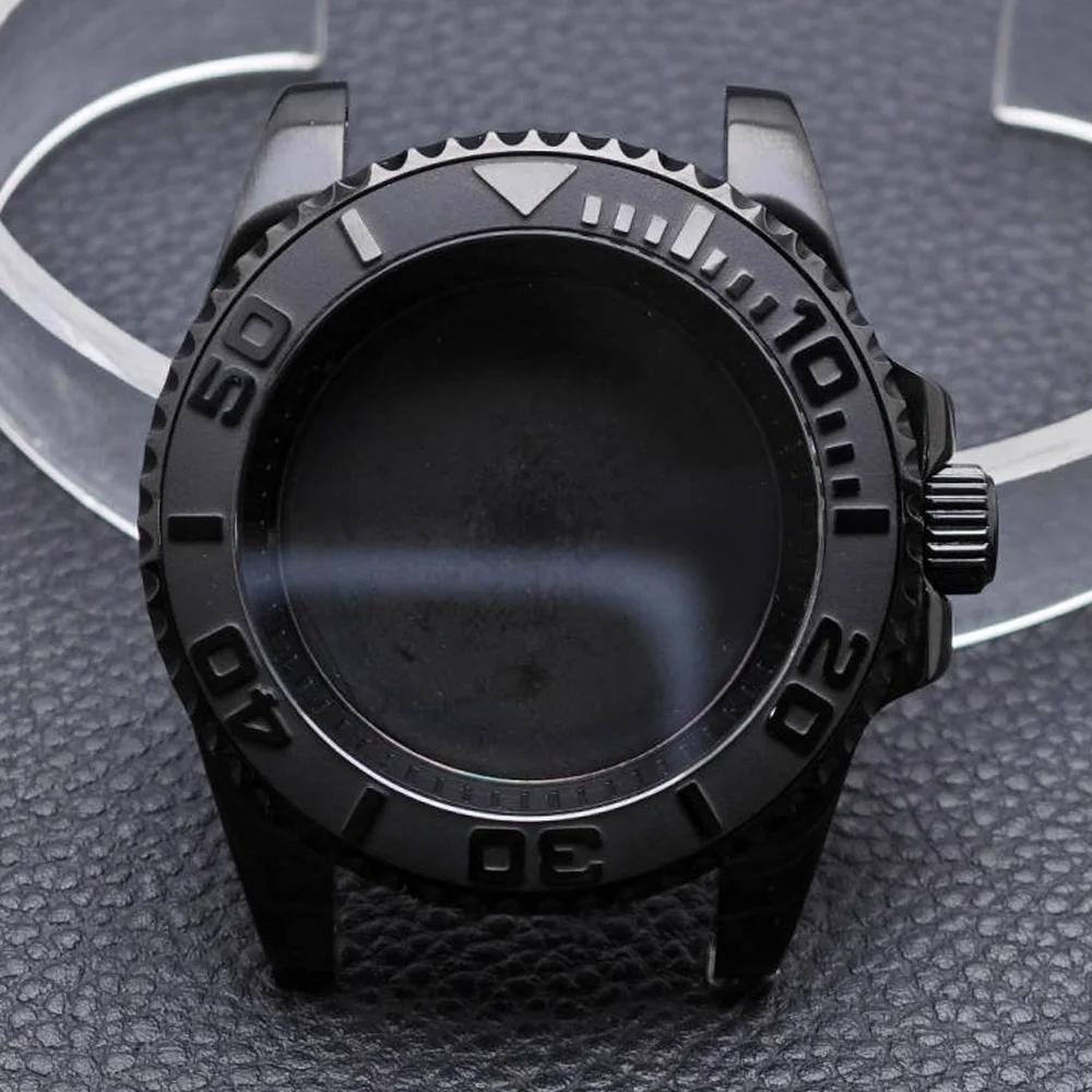 High-quality Silvery Black Case have inner ring 40.5mm watch men's case FIT NH34 NH35 NH36 movement Automtaic Watch Box