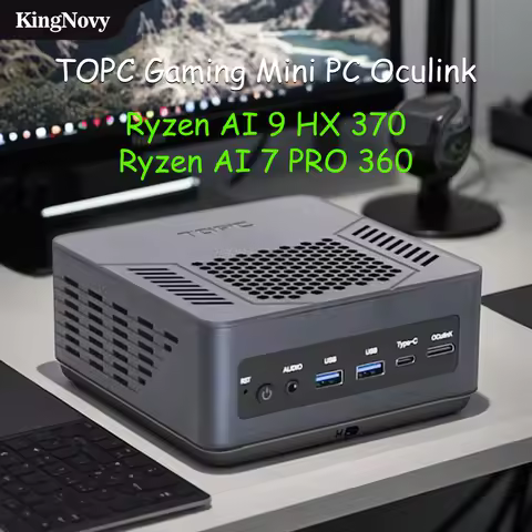 TOPC Mini PC AMD Ryzen AI 9 HX 370/365, Ryzen 7 PRO 360 Gaming Computer, USB4.0/OCuLink/Dual DDR5/Dual PCIe4.0/WiFi6/Windows 11