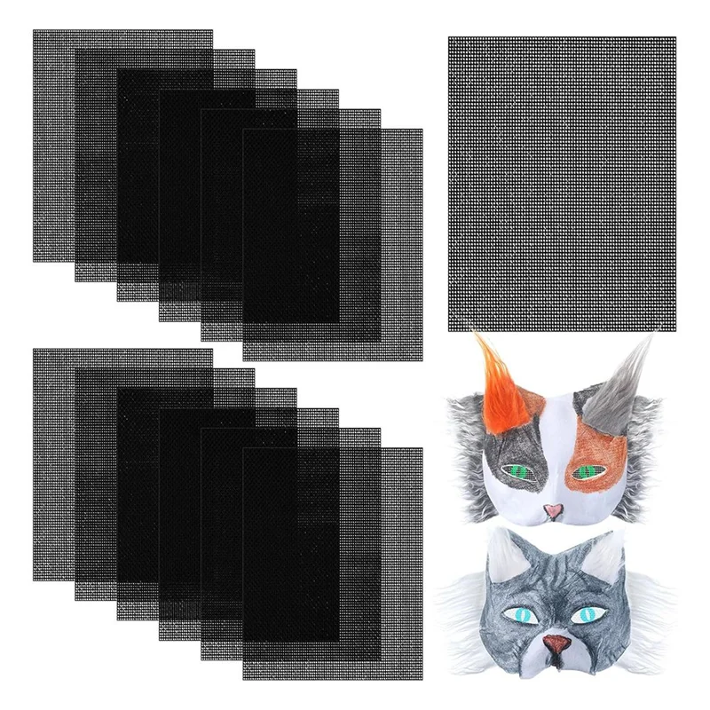 B-Est 12 Pcs Eye Mesh DIY Mask Material Kit Plastic Eye Mesh Sheets For DIY Handicraft Make Dividers Mask Accessory Kit