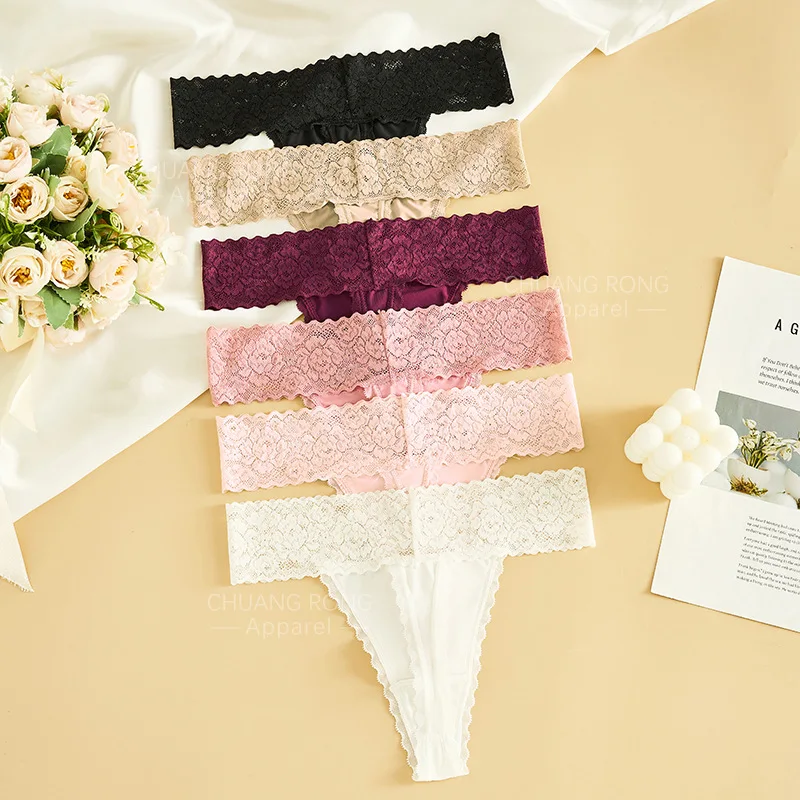 

Low Waist Thong Ropa Interior Femenina Women Sexy Lace Underwears Breathable Seamless Lingerie G-String Ladies T-pants Intimates