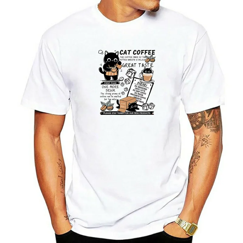 

Funny Cat Make Coffe Print T Shirt for Men Women T-shirt Summer Loose Short Sleeve Trendy Y2k Tops Mens Designer Clothes