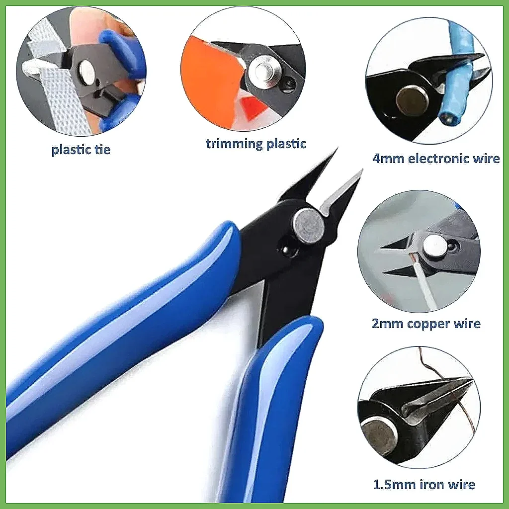 Blue Electrician Pliers Carbon Steel Wire Cable Cutters Side Snips Flush Nipper Hand Tool for Electrical Work Home Repair