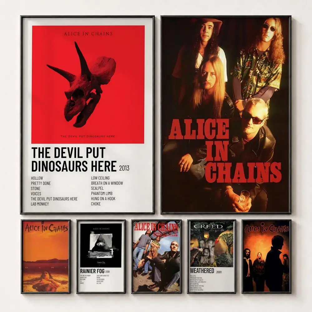 A-Alice in Chains Band Poster HD Peel and Stick Waterproof Poster for Bedroom Office Dorm Decor