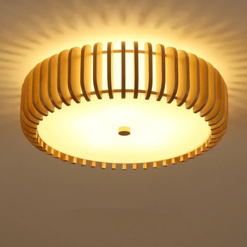 Modern Creative Wooden LED Ceiling Lamp Living Room Restaurant Bedroom Kitchen Chandelier E27 Bulb Indoor Lighting Decor Fixture