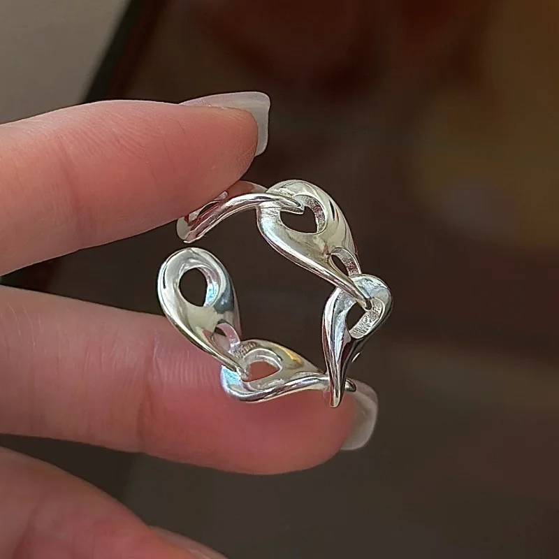 

CHOZON S925 Solid Silver Pig Ring Korean Vintage Minimalist Twist Stacking Jewelry Gift for Women