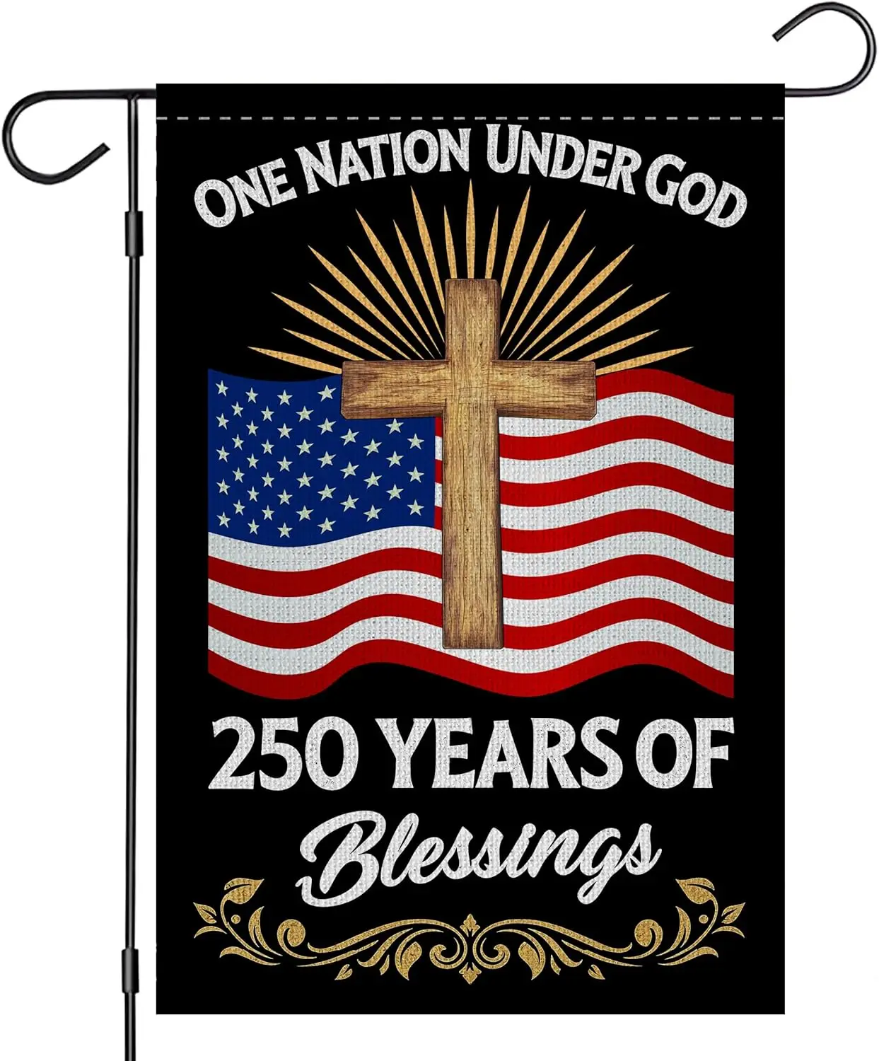 250 Anniversary USA Garden Flag, One Nation Under God Patriotic Double-Sided Banner, Blessings 250th Anniversary Freedom 4th MMZ