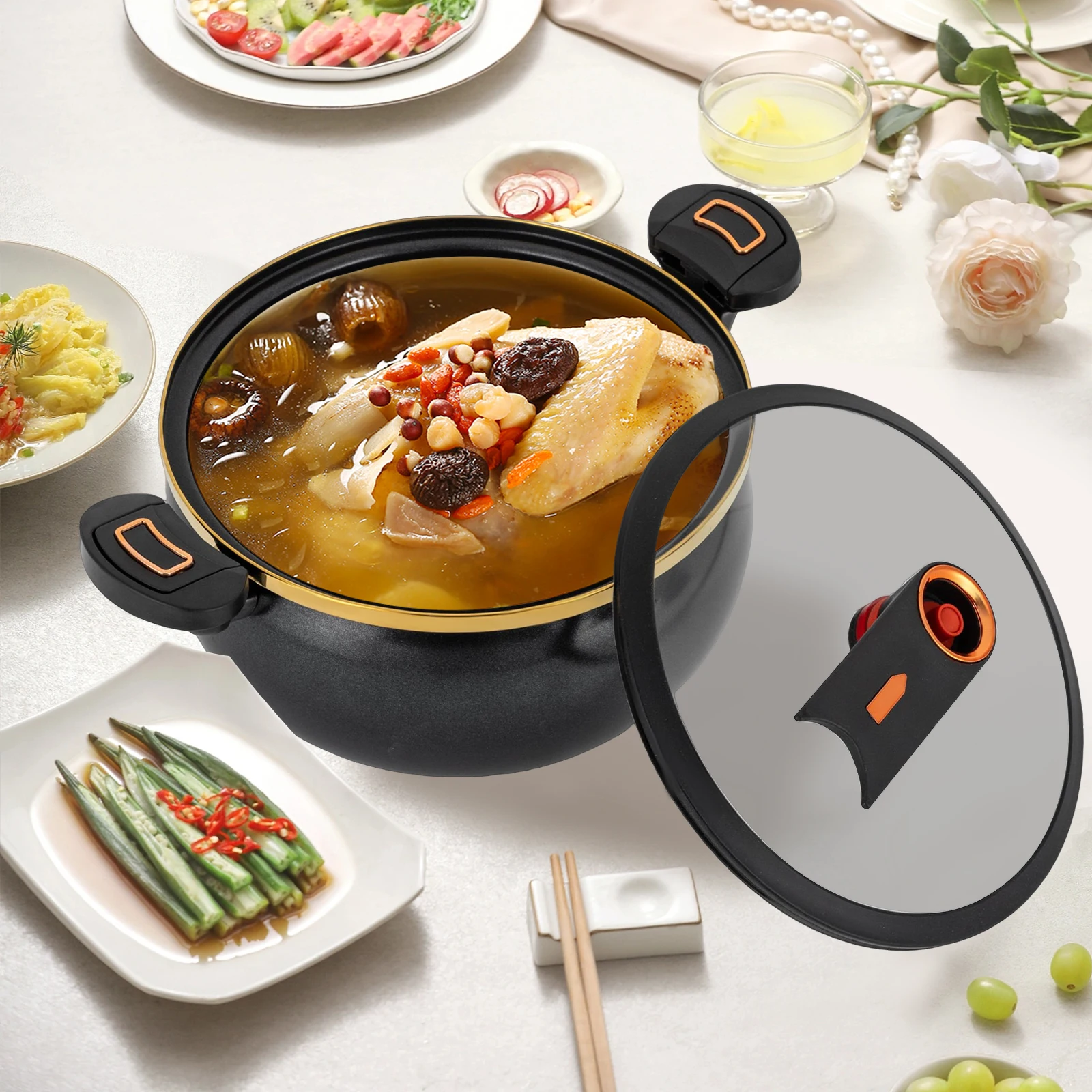 

Micro Pressure Cooker Maifan Stone Soup Pot Non-Stick Pot 8L Multi-Function Micro Pressure Cooking,Universal Stew Pot