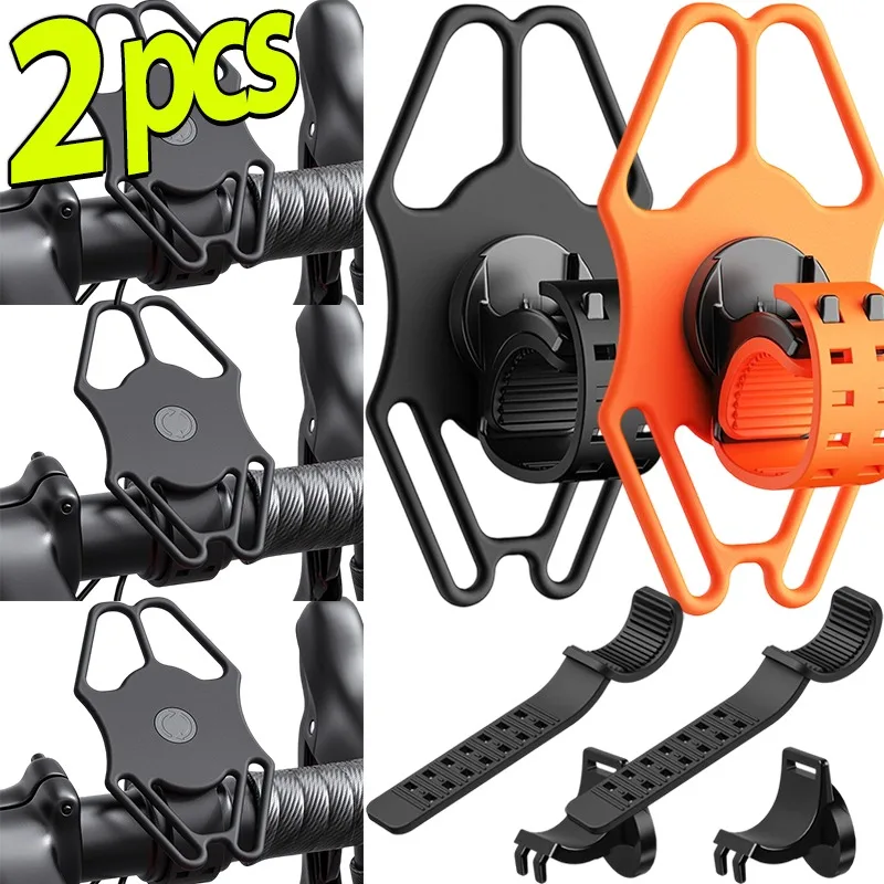 

Bike Phone Holder Silicone Shockproof Phone Mount for Handlebar 360 Rotation Universal Fit for All Smartphones Easy Install
