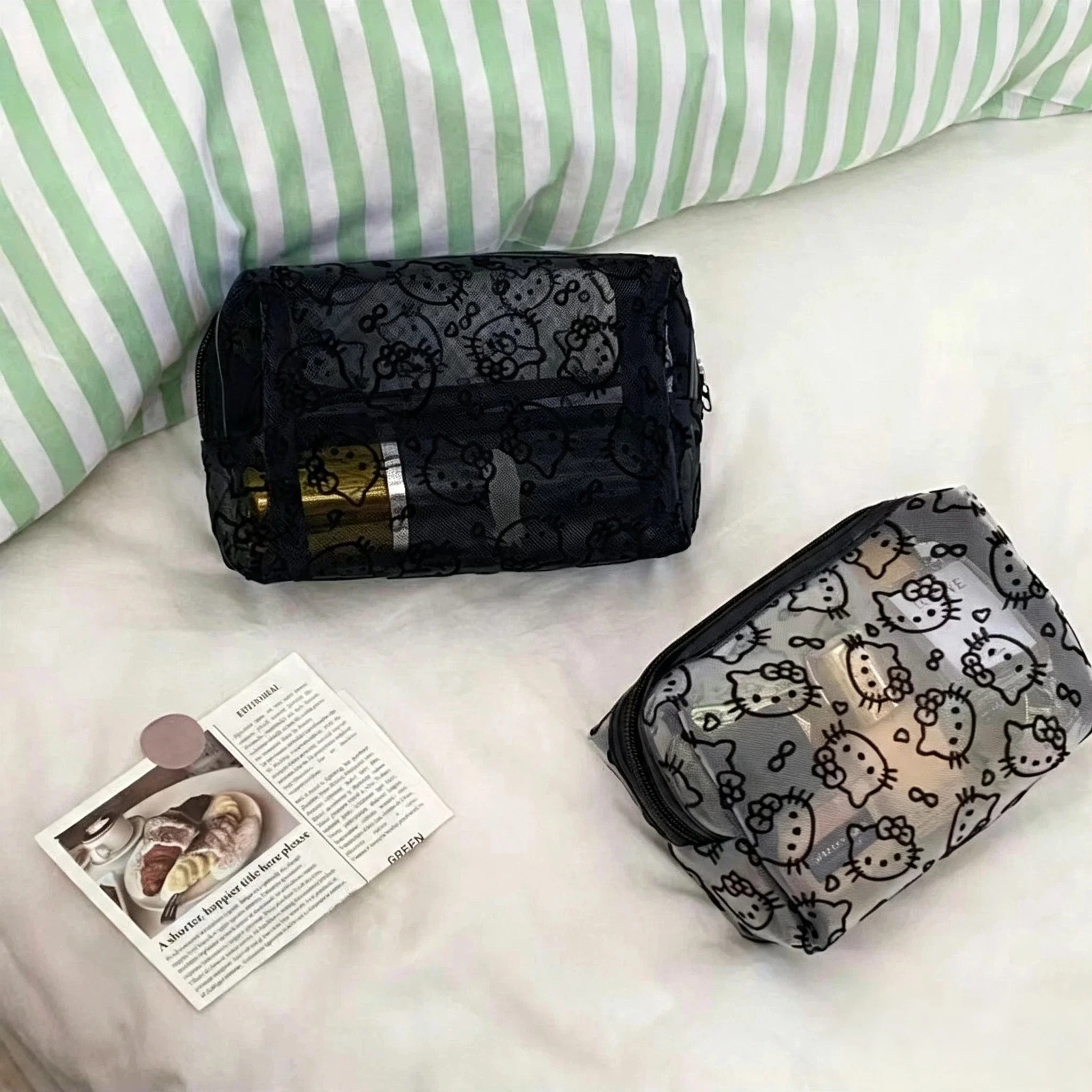 Women'S Vanity Accessories - Breathable Cute Cat Mesh Printed Storage