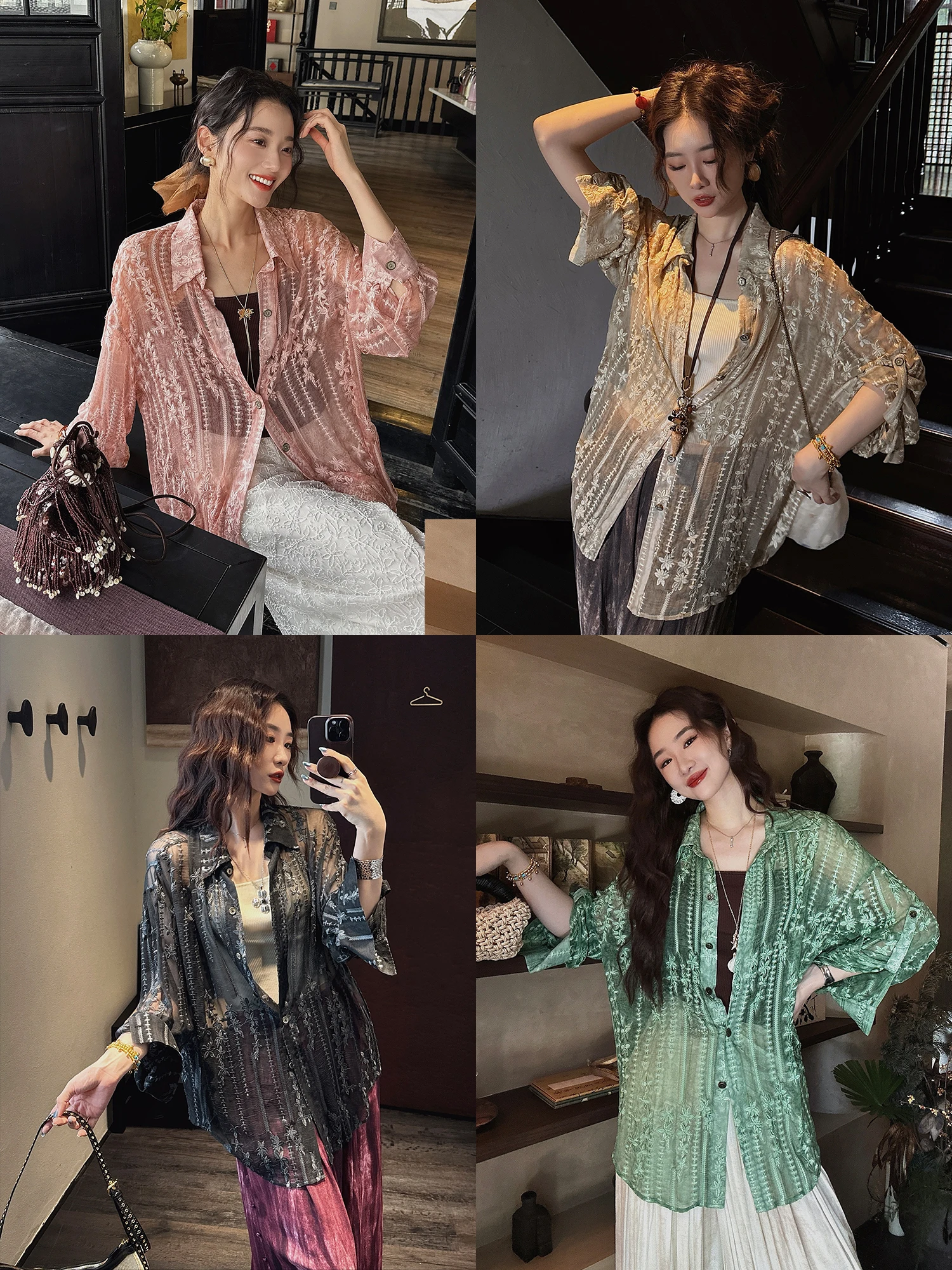 

Sanji Bla Flower Embroidered Silk irt Women's Loose Fit Summer New Sle Commute Simple Design Cool Sensation No Sve