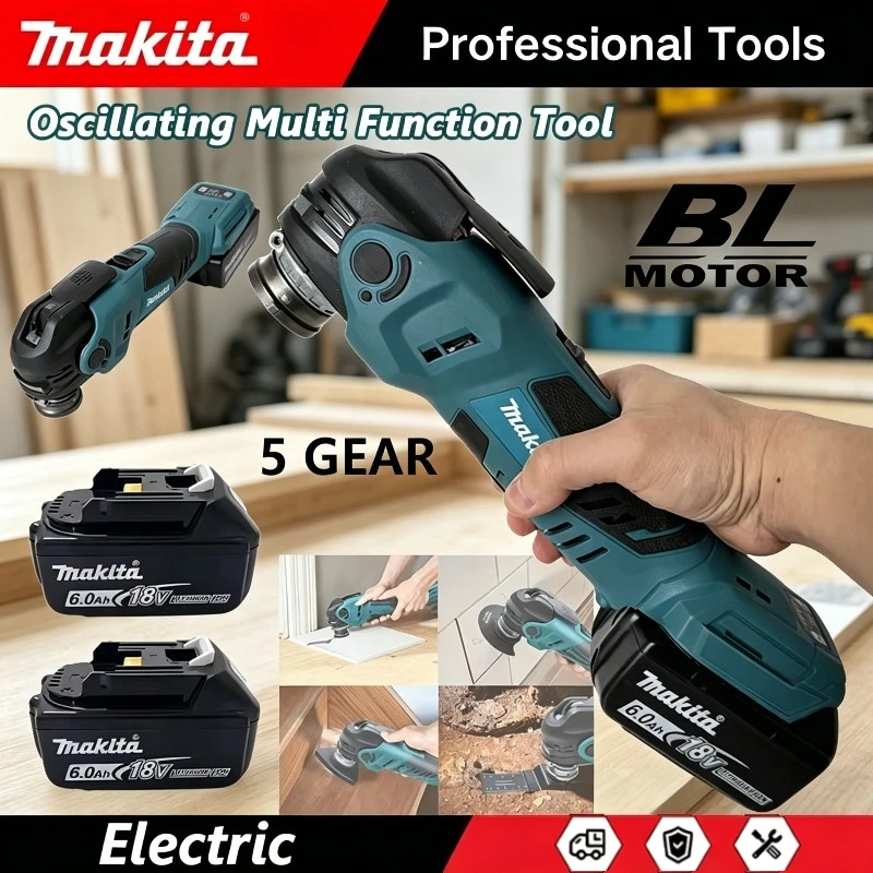 

Makita 18V Brushless Oscillating Multi Function Tool Cordless Electric Saw Trimmer Shovel Cutting Head Woodworking Power Tool