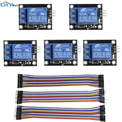 5Pcs Keyes 1 Channel Relay Module 5V Shield AVR ARM PIC DSP SRD-05VDC-SL-C With 20CM 20Pin Dupont Cable for Arduino