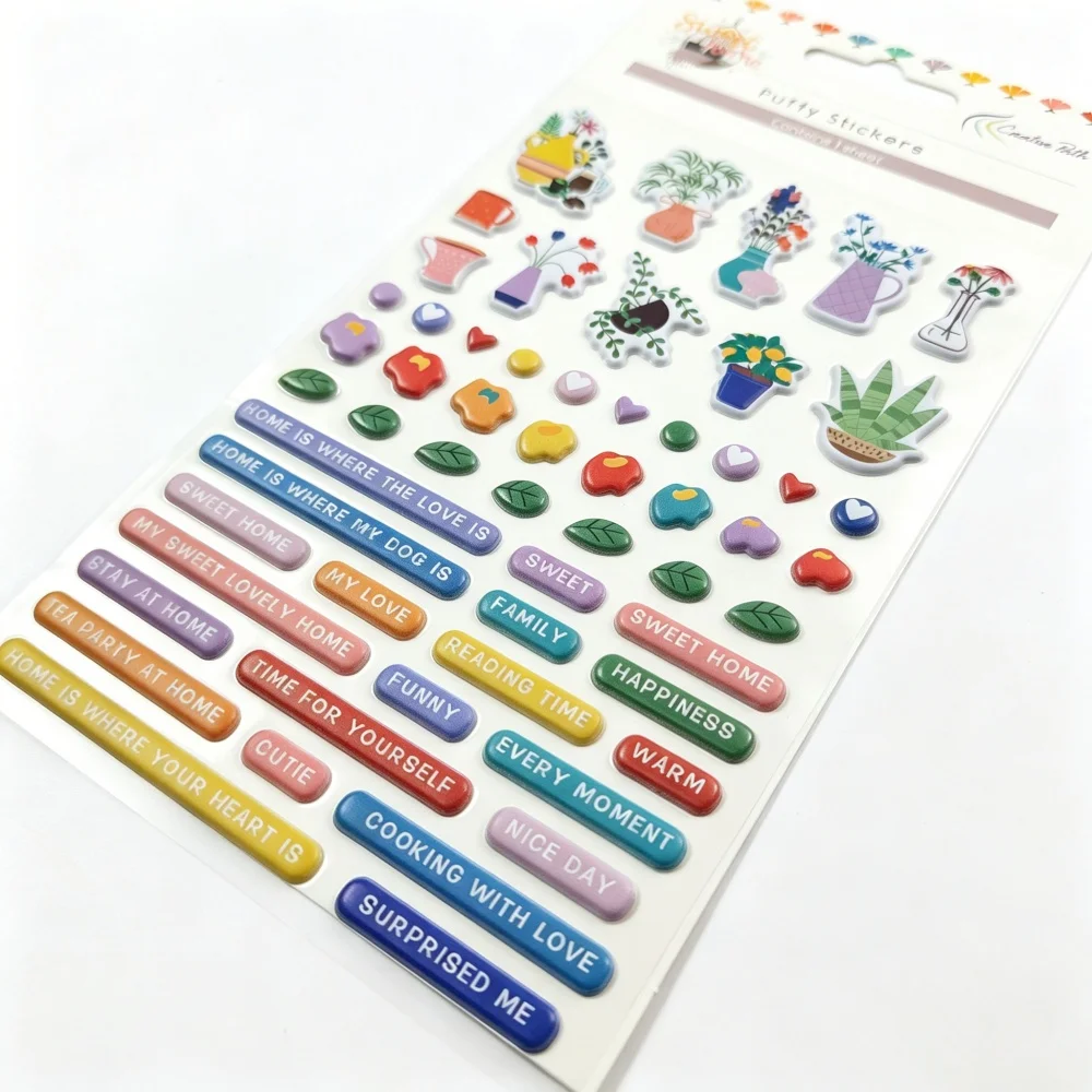 Creative Path Puffy Mini Scrapbooking Journaling Sticker Wiederverwendbare Kleine Vase Stern Herz Motivierende Sätze Deko-Sticker – Detail 19