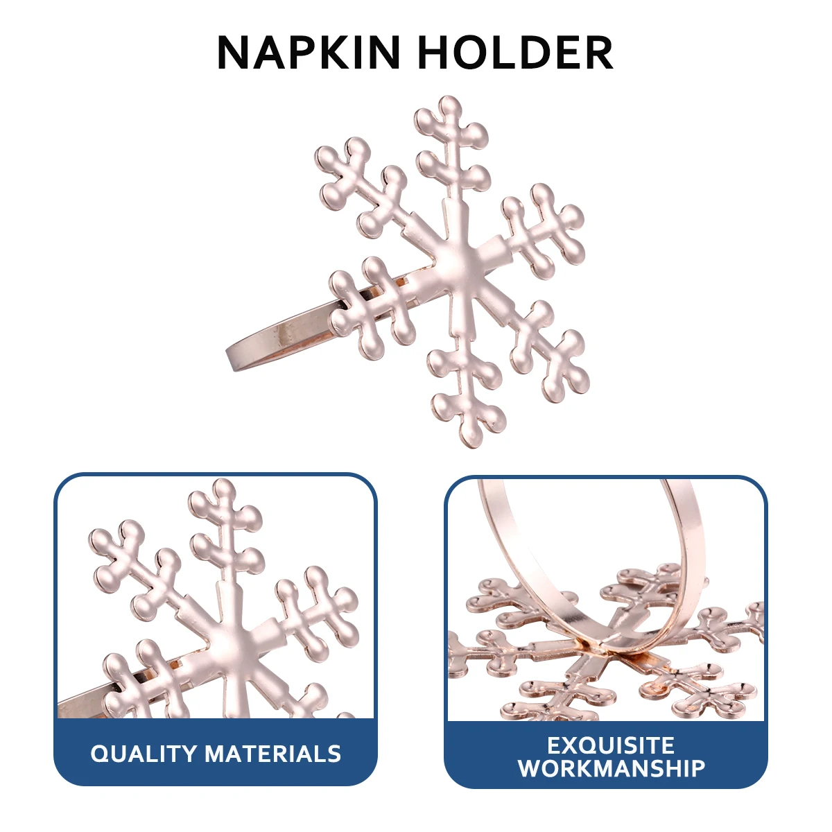 

6 pcs Silver Napkin Snowflake Napkin Elegant Christmas Dinner Banquet Tableware Alloy Decorative Holder Stylish