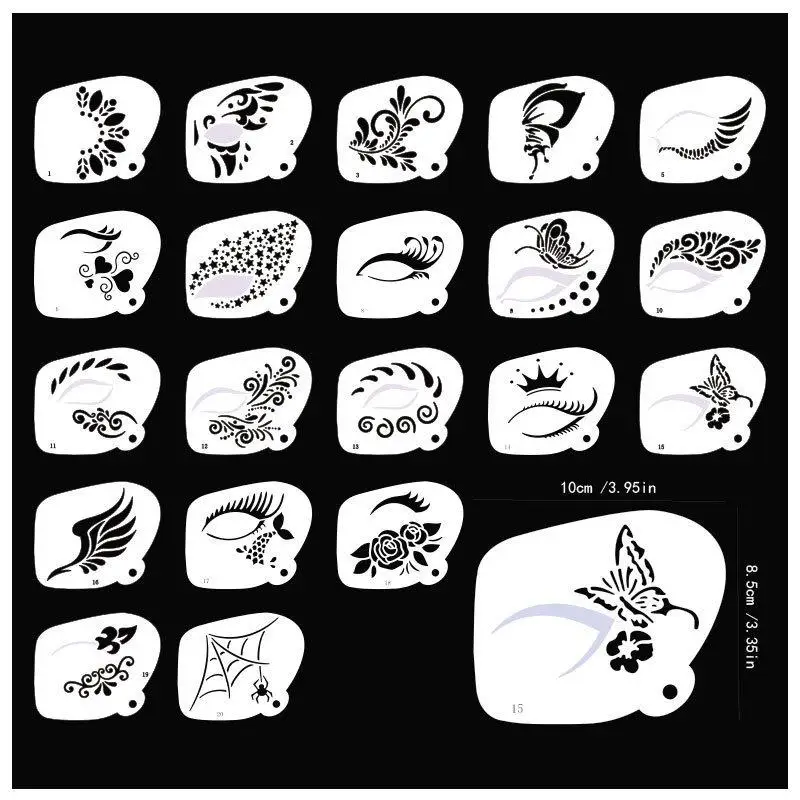 

Трафареты для краски для лица, профессиональные трафареты для краски для боди-арта, многоразовые для взрослых и детей, легко использовать шаблоны для вечеринок, инструменты для макияжа