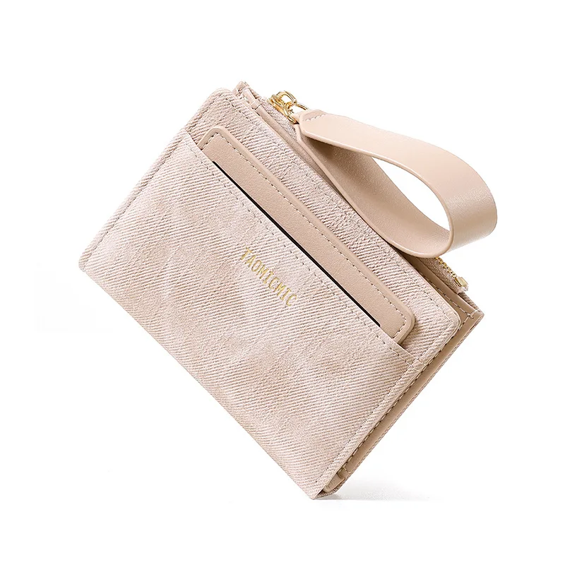 Yueqianka محفظة قصيرة عبر الحدود للنساء موضة كتلة الألوان ثنائي الطي باليد حزام متعدد الفتحات محفظة نسائية للعملات المعدنية