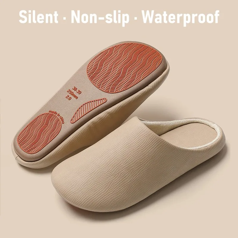 Zapatillas de casa de invierno para mujer, zapatos de interior silenciosos antideslizantes impermeables descalzos para mujer forro de felpa corto suave