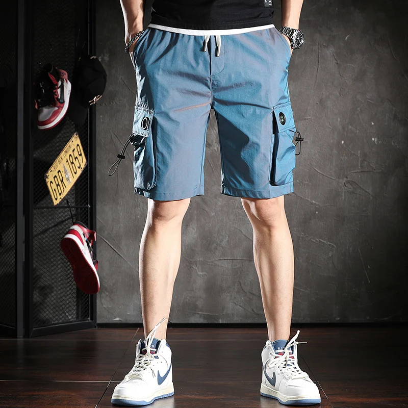 

High-End Reflective Workwear orts for Men Summer Loose Cool Ice Silk Qui Dry Casual Five-Quarter Trendy Brand orts