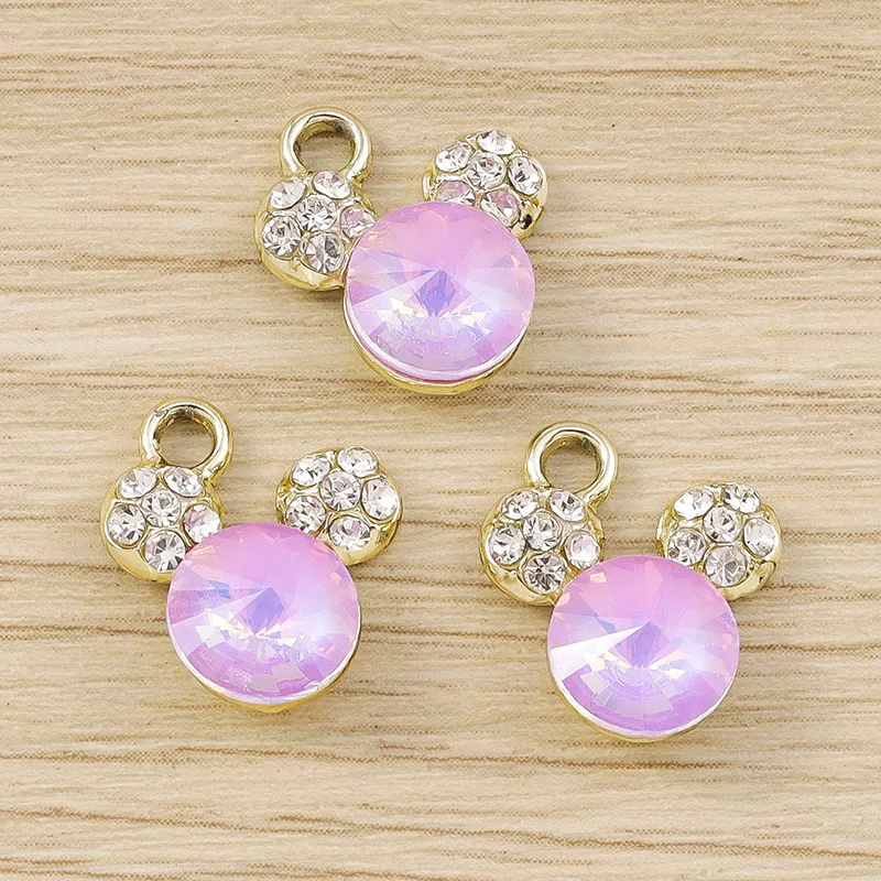 Tusember 10 Stück 12 mm voller Kristall, niedlicher Bärenkopf, Charms-Anhänger für DIY süße Ohrringe, Halskette, handgefertigtes Schmuckzubehör – Detail 3