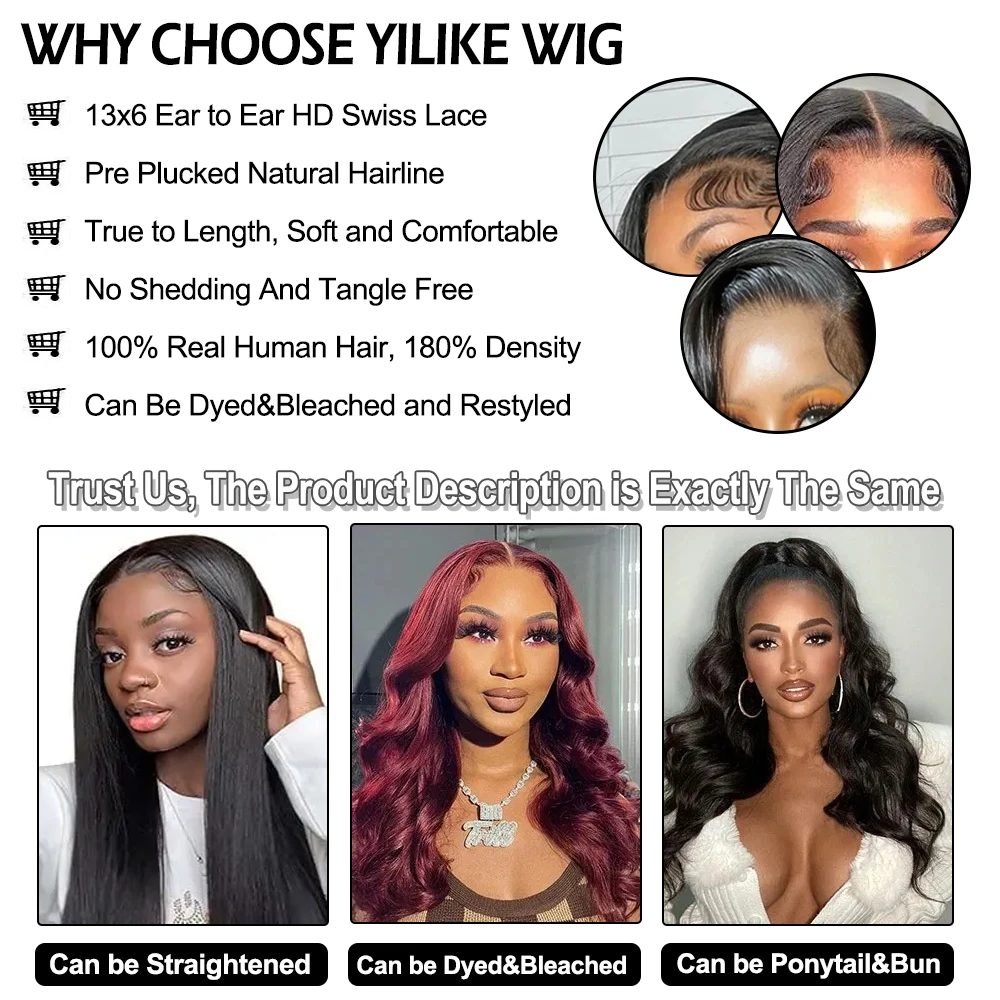 30 Inch 13x6 Body Wave Lace Front Wigs Human Hair Pre Plucked NO Gule Wigs Human Hair 180% Density Brazilian Virgin Body Wave