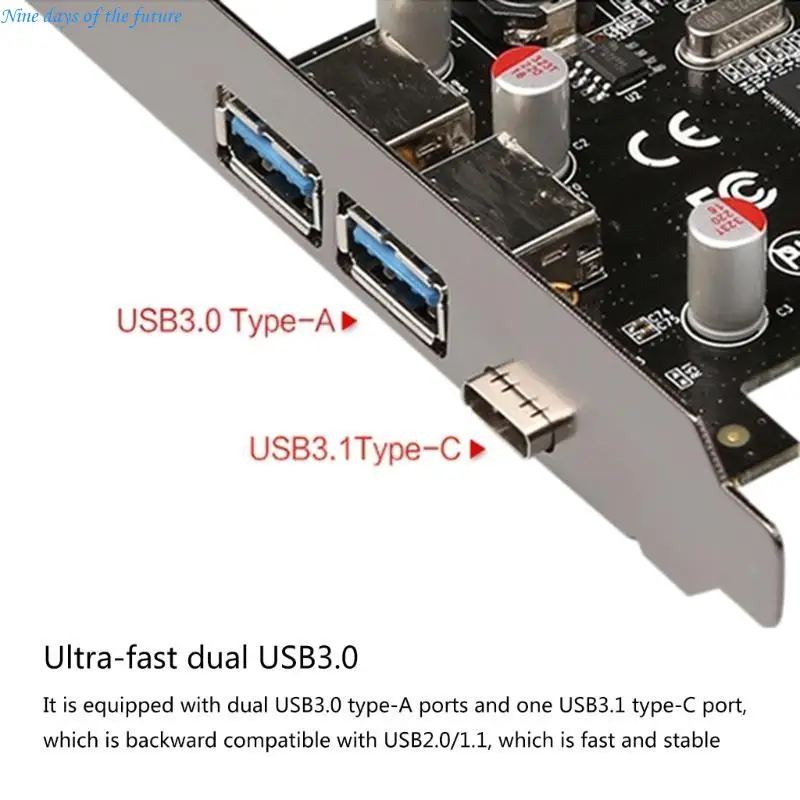 PCIE-2A1C to Type C USB 3.1 Front Panel Socket USB 3.0A to PCIE 1X Expansion E65A