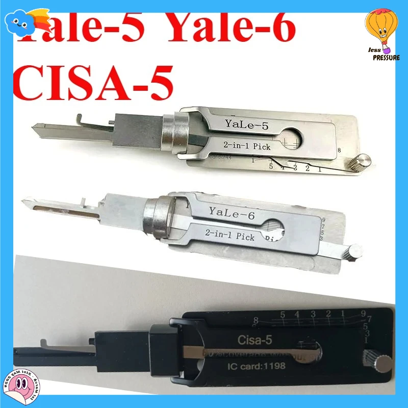Yale-6 Yale-5 CISA-5 Lishi 2 في 1 لقفل الأسطوانة لإيطاليا CISA1198 وEuro Yale244 UK Yale-5 PIN Keyway Lock Picking Kit #2