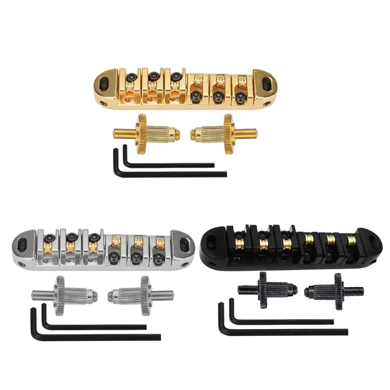 6-Strings Tune O-Matic Guitar Bridge and Allen Wrench with Studs Set for LP Les Electric Guitar Parts Replacements 69HD