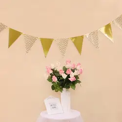 Gold Sliver Flag Banner Garland DIY Glitter Bunting Paper Birthday Banner for Home Event Party Wedding Decoration Party Supplies