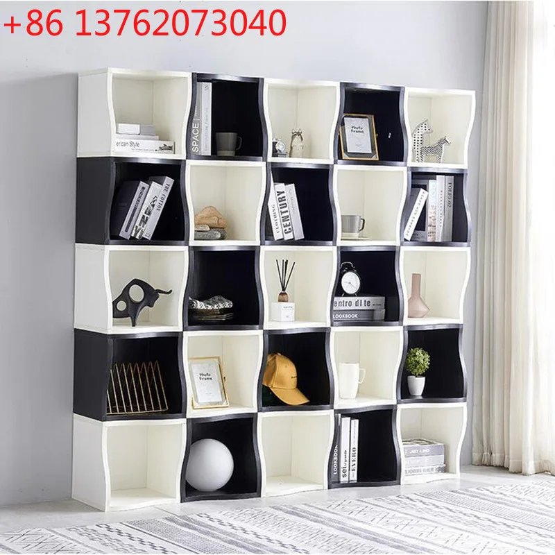 Panel bookcase creative personality Japanese modern simple floor ladder cabinet